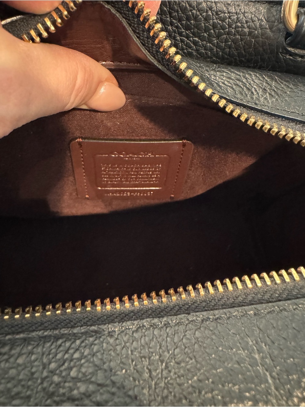 Coach Black Pebbled Leather Satchel with Gold Hardware - Picture 8 of 9